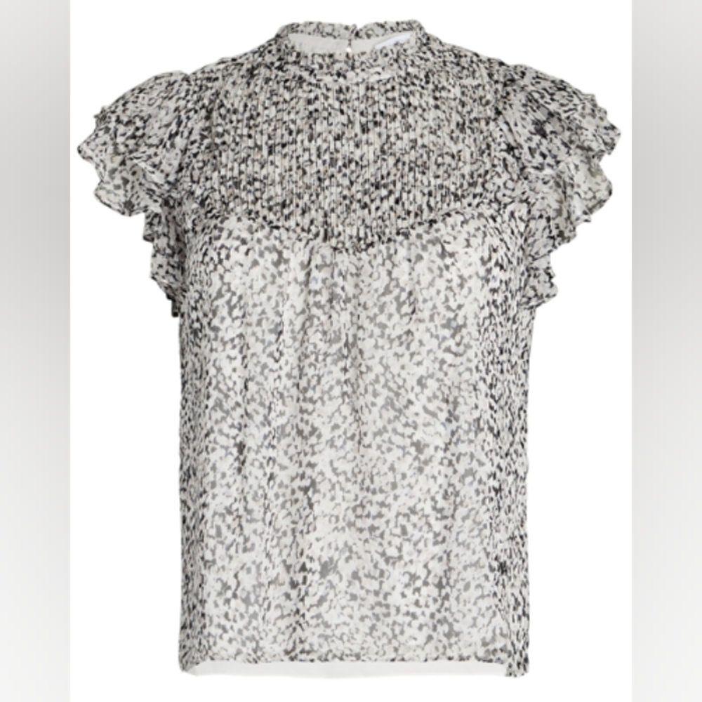 INTERMIX "Felicity" Silk Chiffon Top Blose 4